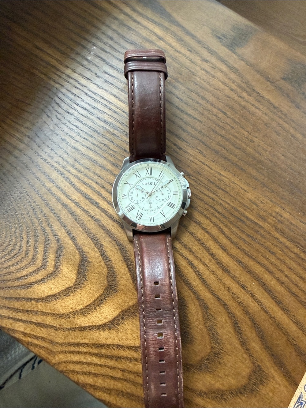 Fossil Grant 44mm Chronograph Brown Leather Watch